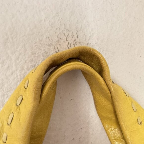 RADLEY STUNNING WOVEN CONTRAST YELLOW LEATHER GREEN STITCH TRIM TOP HANDLE TOTE - Picture 6 of 12